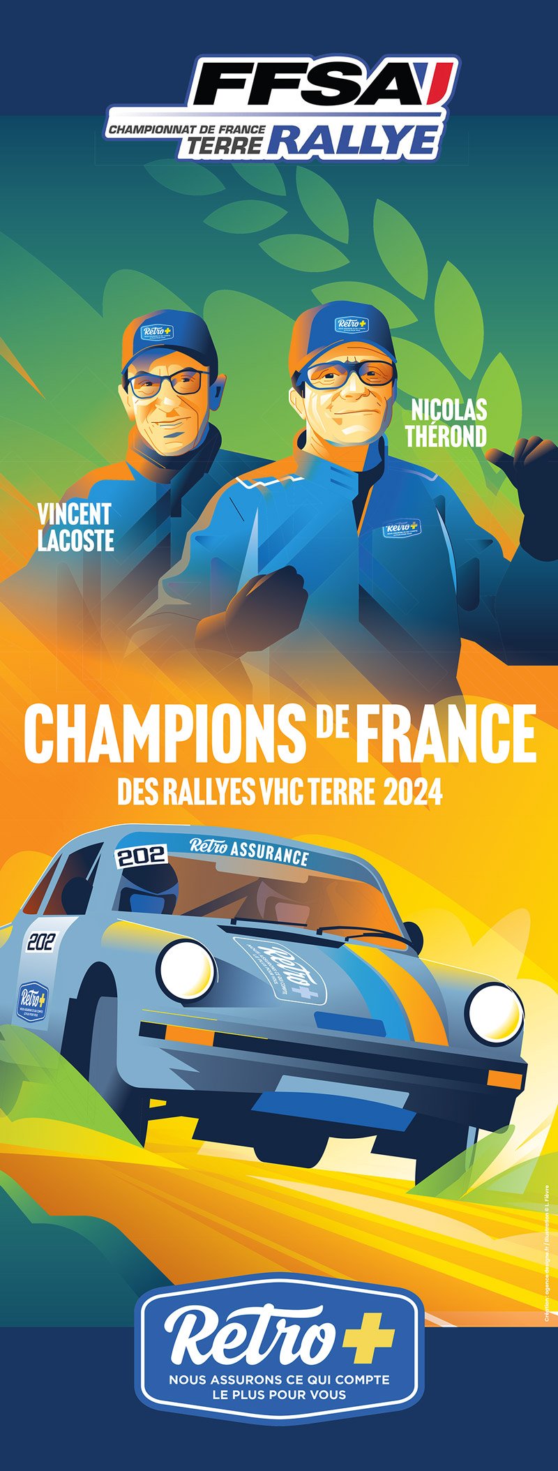 Poster Champions de France Rallye VHC Terre 2024 - Nicolas Thérond & Vincent Lacoste